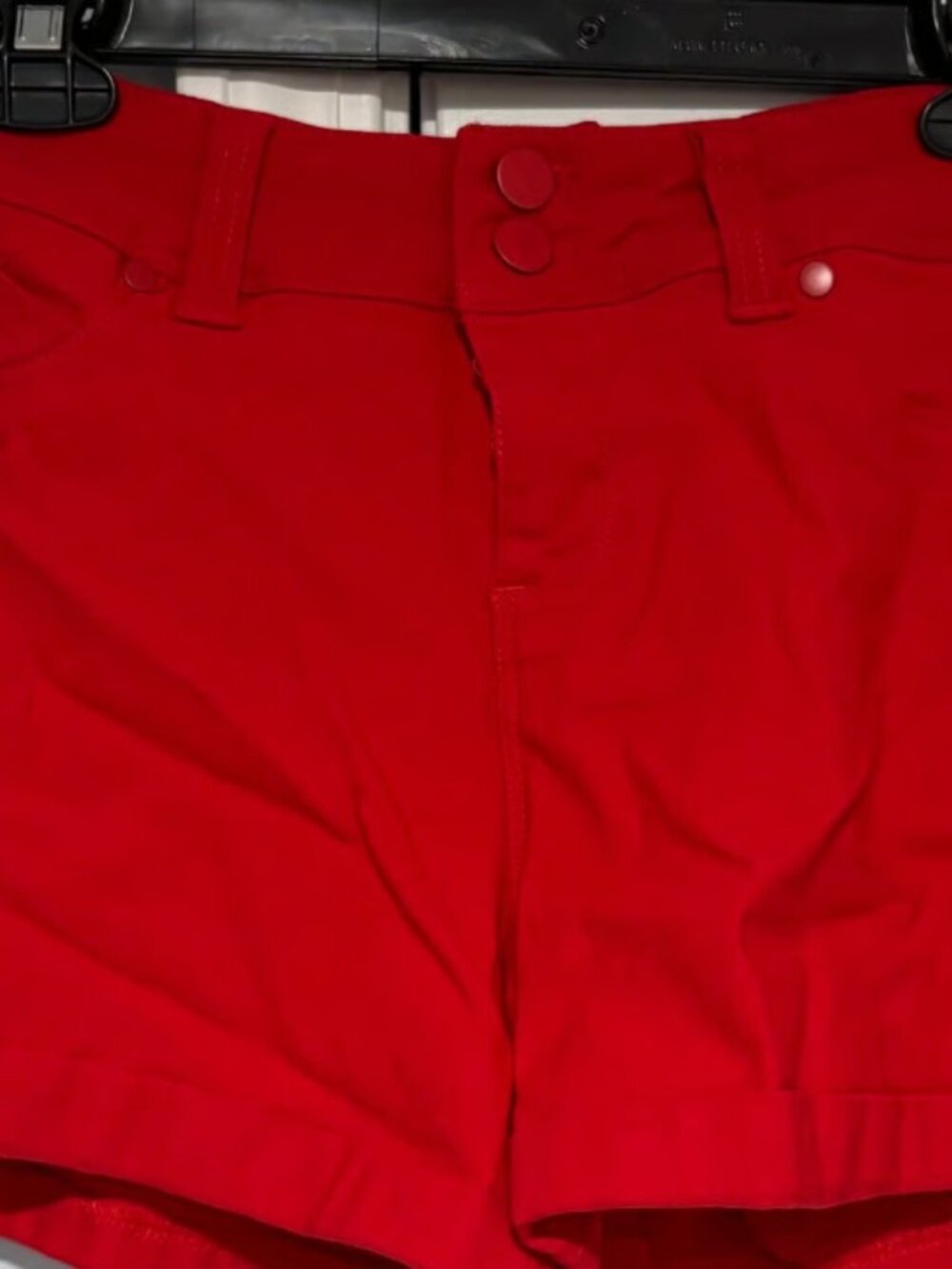 Shinestar Red Cuffed Denim Low Rise Shorts - Double Button - Size 7